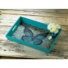 Accent Plus Blue Butterfly Wood Serving Tray