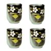 4Pcs Japanese Style Carved Flower Ceramic Teacups Small Straight Wine Cups 150ML