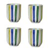 4Pcs Japanese Style Colorful Stripe Ceramic Teacups Small Straight Wine Glass 150ML