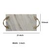 Decor Tray with Marble Frame and Carved Metal Handles; White and Gold; DunaWest