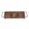 Artisinal Wood Serving Tray; 3 Seperate Sections and Metal Frame; Brown; Black; DunaWest