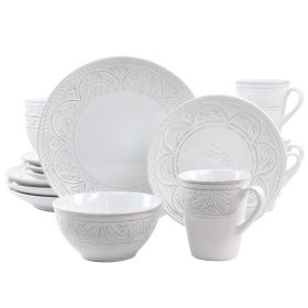 Gibson Elite Juneau 16 Piece Stoneware Dinnerware Set in White